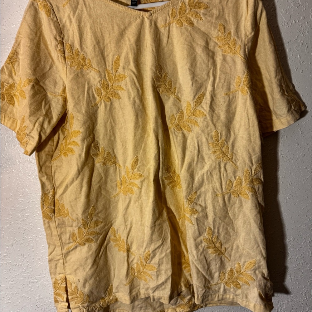 Embroidered yellow Fabric - Picture 2 of 5
